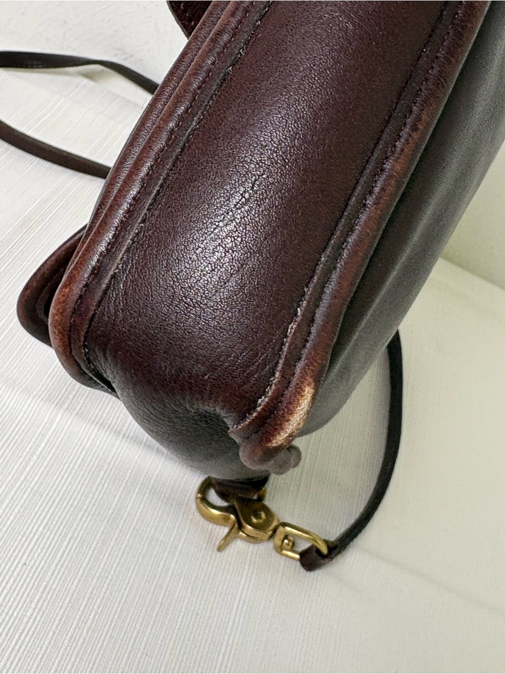 COACH 5130 Vintage 1996 USA Station Bag Mahagony Brown Leather Crossbody Purse - Picture 9 of 16